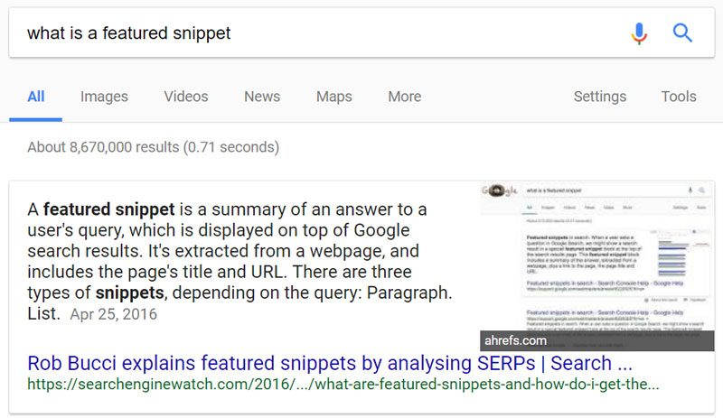 featured snippet